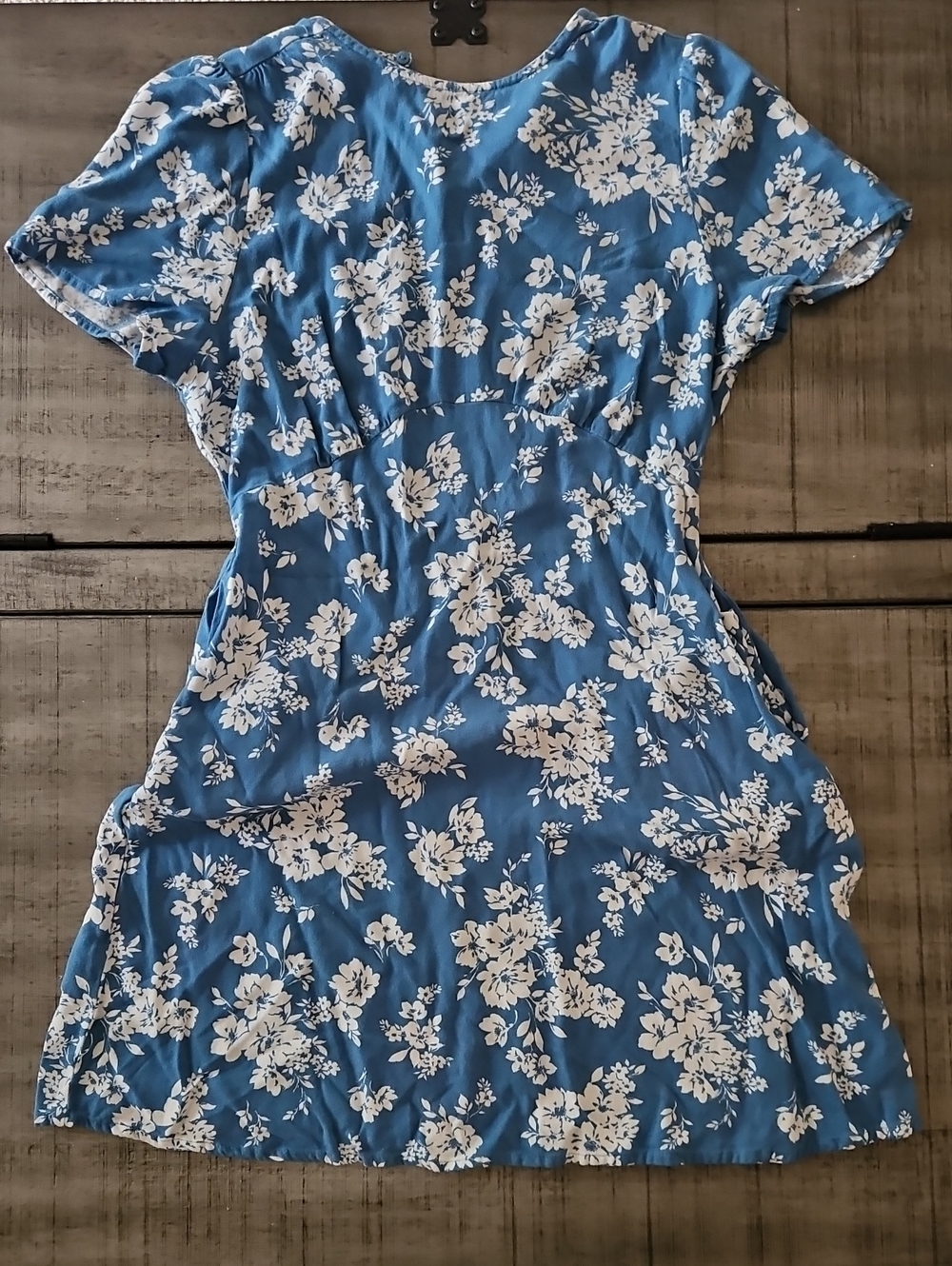 Blue Floral Short Sleeve Dress - Brand Unknown